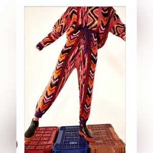 Farm RIO Red Striped Patches Sweater Pants